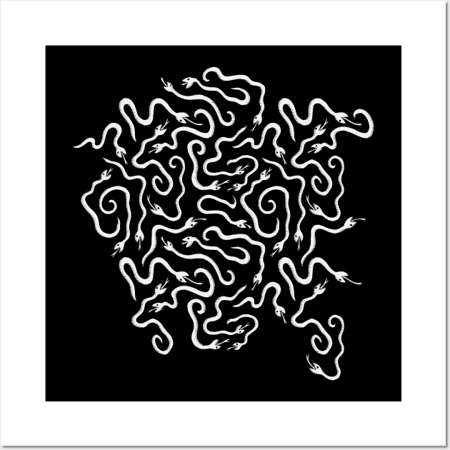 Playful White Snakes Wall Art by zeljkica